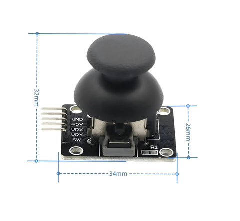 Front view of Six Dual Axis XY Joystick Modules KY 023 Compatible With Arduino Raspberry Pi With Five Pin Connector.