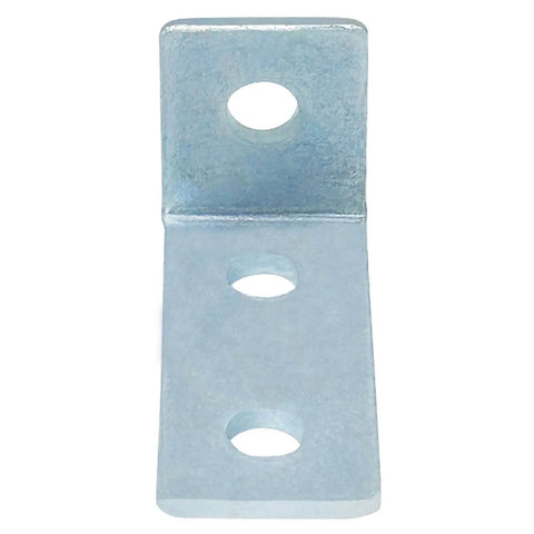 Three hole ninety degree L shaped fitting bracket for metal framing delivers quick, solid corner connections compatible with half inch bolts in one and five eighths inch strut channel, 12 pack