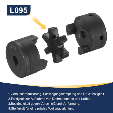 Flexible Half Inch To Half Inch L Jaw Coupling Set With Buna N NBR Rubber Spider For Log Splitter Hybrid Equipment 3 Piece Coupler Kit