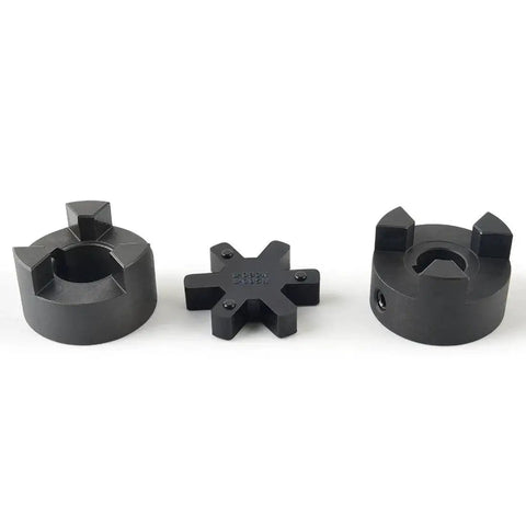 Durable L-Jaw 3/4 to 1 Inch Coupling Set with Buna N Rubber Spider in 3-piece HT250 steel design for heavy machinery torque transfer
