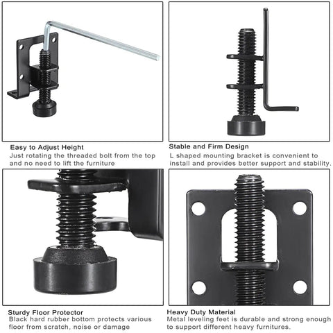 Heavy Duty Beefy L Shaped Furniture Leveling Feet With Lock Nuts For Workbenches And Cabinets 16 Piece Adjustable Table