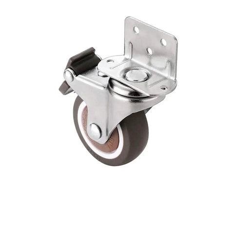 1.25 Inch L Shaped Plate Swivel Caster With Brake Rubber Wheel Side Mount For Smooth Silent Movement Heavy Duty Load Capacity 120 Lb