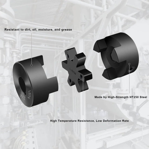1/2" to 3/4" L075 Flexible 3-Piece L-Jaw Coupling Coupler Set & Rubber Spider for Log Wood Splitter Hybrid Equipment