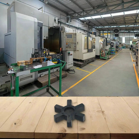 L190 Spider Insert for L-Jaw Coupling in factory setting, 113mm diameter, 22mm thick urethane rubber, used in industrial machinery drives.