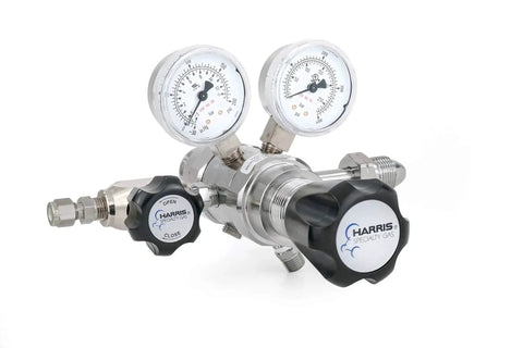 Lab Grade Specialty Gas Regulator CGA 590 Two Stage Chrome Plated KH1102 0 To 125 Psi Brass Dual Scale Gauges