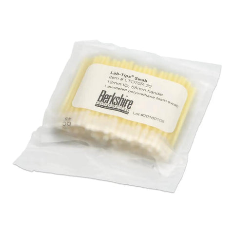 LTO70R20 Lab Tips Open Cell Foam Swab With Rigid Tip For Cleanroom Use, in packaging, showing 2.28 inch handle, pack of 2000