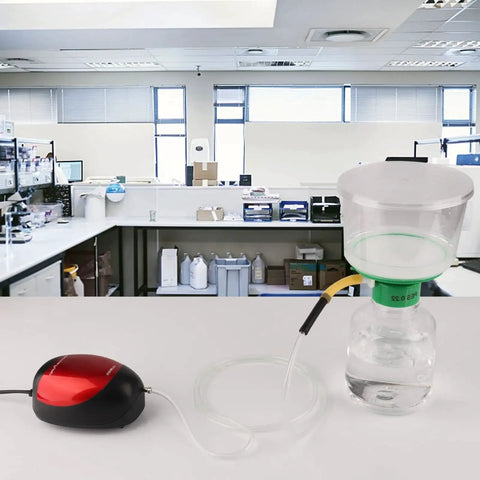 Lab Vacuum Filtration Pump For Fast Liquid Filtration And Distillation Apparatus Kit on a laboratory bench