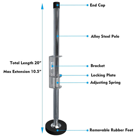 Adjustable Ladder Leveler Pair For Stairs And All Surfaces Anti Skid Alloy Steel Feet With Removable Rubber Caps side view