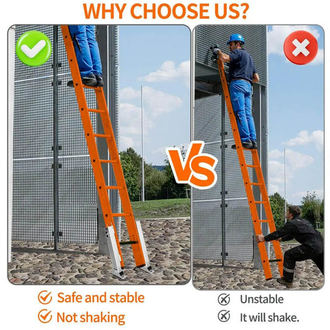 Ladder Leveler Pair For Extension Ladders, Adjustable Ground Levelers With Anti Slip Pattern Steel Poles, stable vs unstable