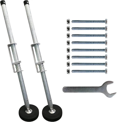 Adjustable Ladder Leveler Pair For Stairs And All Surfaces Anti Skid Alloy Steel Feet With Removable Rubber Caps and tools