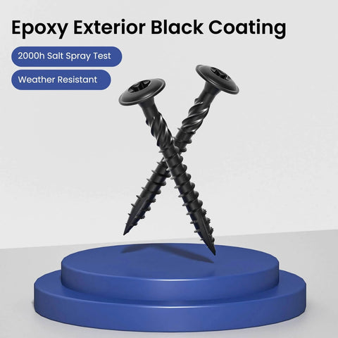 Lag Screws #14 x 3 Inch Heavy Duty Construction Wood Screws with Torx Drive Washer Head showcasing black epoxy coating.