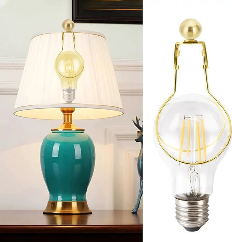Lamp with 2 Pack 22mm Metal Ball Lamp Finials Caps And Knob With Classic Style Decorative Screw Cap Nuts in silver installed on shade holder.