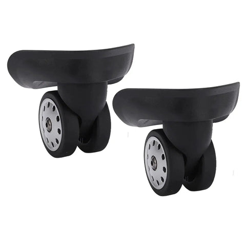 One Pair Large Size Luggage Wheel Casters For Suitcases And Travel Bags Replacement, shown in black PP and PET material, front view.