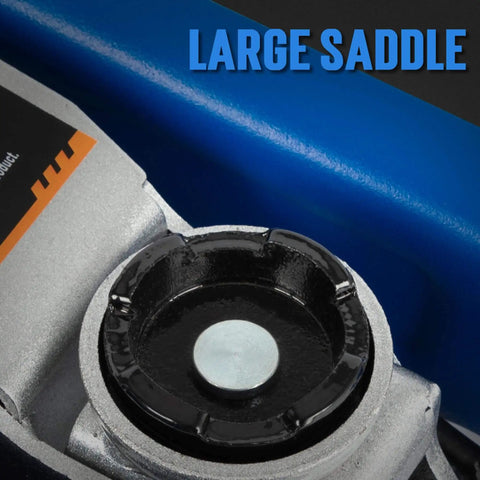 Close-up of the large saddle on the Low Profile 2.5 Ton Hydraulic Floor Car Jack For Cars And SUVs With Lifting Range From 3.35 Inches To 14.57 Inches Built In Heavy Duty Steel For Home Garage Shop Use Blue By Tonda.
