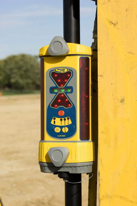 LR30W Laser Display Receiver With 360 Degree Reception, Plumb Indicator, Rugged Waterproof Construction attached to machinery