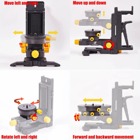Laser Level Accessory Kit With 360 Degree Magnetic Rotating Base Tilt And Adjustable Positioning Upgraded Stability Bracket Five Eighth Inch Threaded Interface And Flexible Clamp For Precision Alignment In Construction FenorGan with instruction labels