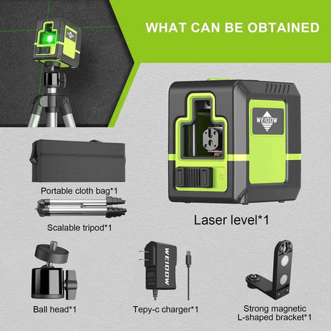 Laser Level With Tripod Self Leveling Green Cross Line For Picture Hanging Tile And Home Renovation Magnetic Mounting Bracket