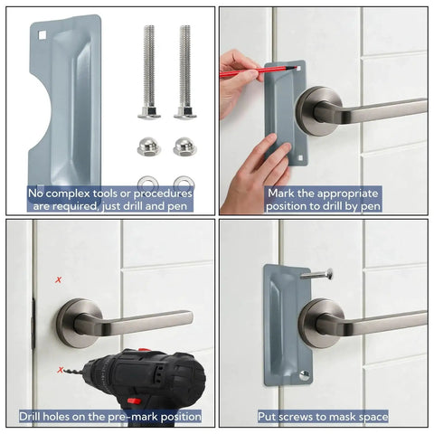 Four Pack Latch Guard Plate Covers 3 By 7 Inches Carbon Steel With Screws Gaskets And Nuts Easy To Install Door Lock Protector Striker Cover For Outswing Exterior Doors Included Pack Of Four For Multiple Doors installation guide