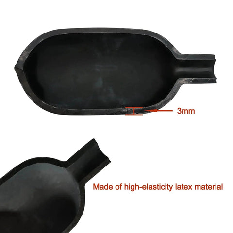Close-up of high-elasticity latex Inflatable Pipe Plug Balloon For Plumbing Tests And Pipe Sealing, Temporary Water Blocker And Leak Test Plug For PVC Pipes Two To Three And A Half Inches Or Inner Diameter One Point Seven To Four Point One Inches, showing 3mm thickness.