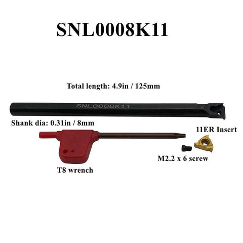 One Half Inch Lathe Threading Tool With External And Internal Threading Holder SER1212H11 And SNL0008K11 With 11ER Insert and T8 Wrench