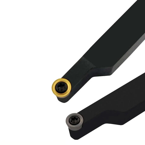 Pro Grade Heavy Duty Lathe Turning Tool Holder Set With 3/8 And 1/2 Inch Shanks SRACR1010H06 SRACR1212H06, close-up of tool holders
