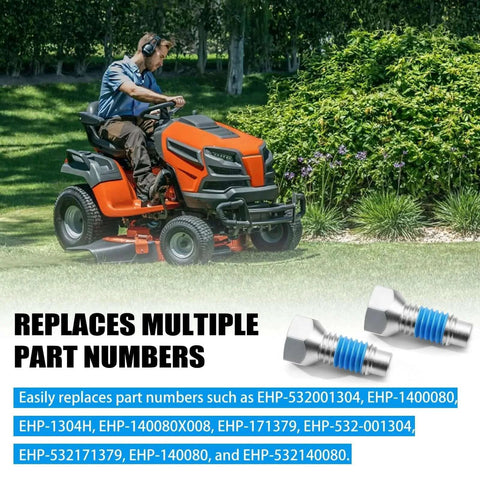 596218701 532140080 Rear Wheel Hub Bolt 7/16-14 X 1-3/8 displayed with Husqvarna lawn tractor
