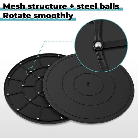 2 Pack 16 Inch Lazy Susan Turntables with 360 Degree Rotation featuring mesh structure and steel ball bearings for smooth spin