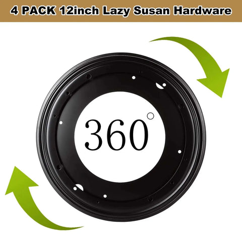 12 Inch Lazy Susan Bearing Set Four Pack Rotating Turntable Plate 5/16 Inch Thick Galvanized Steel Construction Supports Up To 1000 Pounds