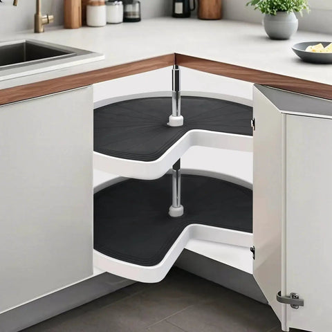 Two Pack 27 Inch Silicone Lazy Susan Shelf Liner Non Slip For Kitchen Cabinets Drawers Mats Placemat Coaster Craft Mat Multi Purpose Use Durable Non Slip Surface Easy To Clean Heat Resistant Flexible Design Keeps Items In Place in cabinet