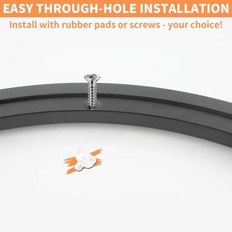 Close-up of 12 Inch Heavy Duty Lazy Susan Hardware with screw and installation components, Black Base Only Swivel Mechanism for Cabinets.