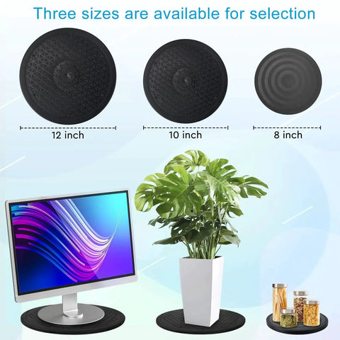 2 Pack 12 Inch Lazy Susan Turntable Organizer for plants, monitors, with 10 and 8 inch options, 360 degree rotation display