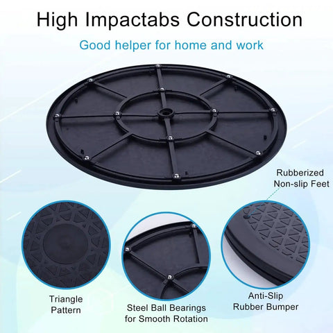 2 Pack 12 Inch Lazy Susan Turntable Organizer with steel ball bearings and diamond grip surface for smooth 360-degree rotation