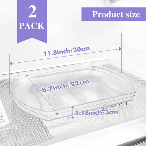 360 Degree Rotating Lazy Susan Turntable Organizer For Refrigerator Cabinet Pantry And Kitchen Countertop Measuring 11.8 Inches By 8.7 Inches Rectangular Space Saver With Smooth Spin Access Two Pack dimensions