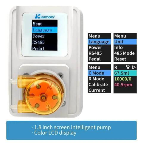 Front view of intelligent peristaltic pump 24V stepper motor adjustable programmable low flow liquid dosing pump with control for laboratory aquarium 0-88ml/min.
