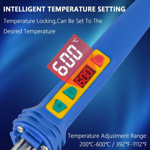 Powerful 150W LED Digital Adjustable Temperature Plastic Welder Kit with 106 Welding Rods and 4 Tips Plus a 3 in 1 Soldering Iron display