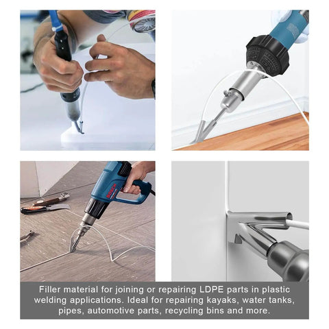 LDPE Welding Rod for Plastic Repair and Joining White 5/32 Inch Diameter used in plastic welding applications