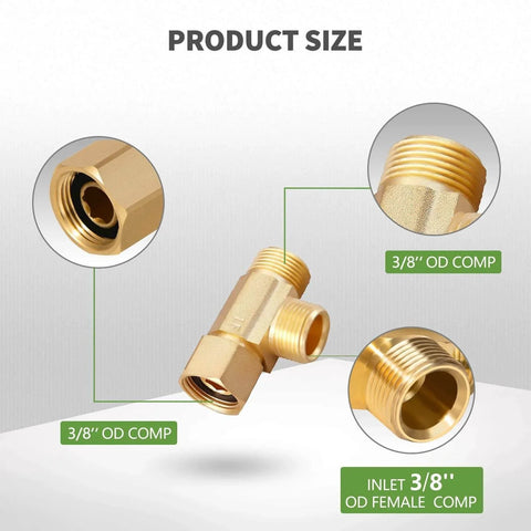 Lead Free Brass Three Eighth Inch Angle Stop Add A Tee Compression Tee Valve With Three Eighth Inch Inlet And Outlet Connections