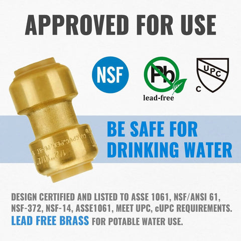 Half Inch Pex Push To Connect Coupling Straight No Lead Brass Fitting For Pex Copper CPVC DIY Friendly Install Leak Free