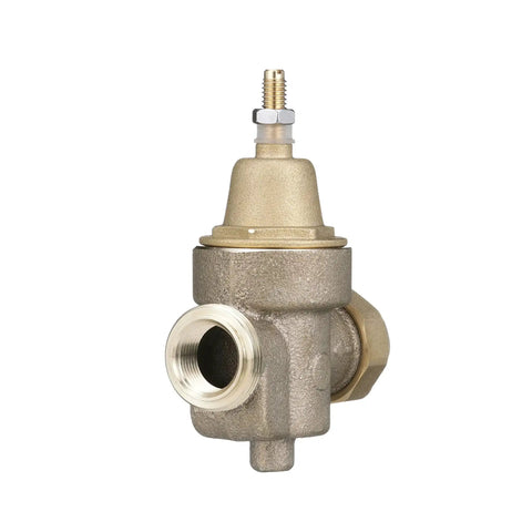 Front view of a Lead Free Three Quarter Inch Water Pressure Reducing Valve And Backflow Preventer with NPT Thread Union X NPT Female.