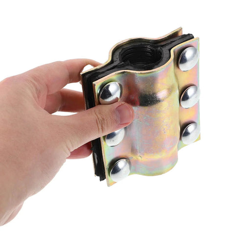 Leak Proof Pipe Clamp Kit For Quick Fixes And Emergency Leak Repair Kit, Waterproof Sealer, DN20-110 Size, held in hand, front view
