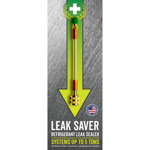 Leak Saver Direct Inject AC leak sealer package with injection tube and fittings for HVAC systems up to 5 tons.