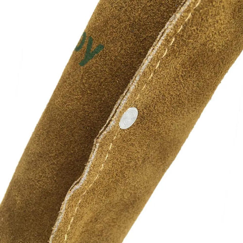 Close-up of Premium Leather Welding Rod Bag For Arc Welders With 100 Percent Cowhide Leather showing Kevlar stitching