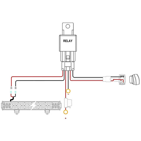 Diagram of Heavy Duty 14 AWG LED Light Bar Wiring Harness Kit With 12V 5 Pin Rocker Switch Waterproof Laser On Off Switch