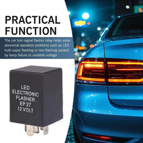 5 Pin LED Flasher Relay For Hyper Flash Fix Plug And Play No Fuss Install with car taillight in background