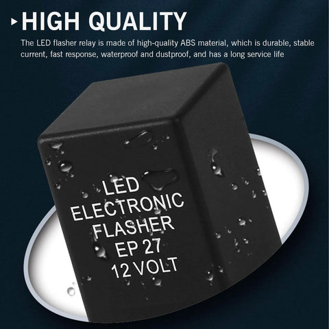 5 Pin LED Flasher Relay For Hyper Flash Fix Plug And Play No Fuss Install Durable ABS Housing with text "LED ELECTRONIC FLASHER EP 27 12 VOLT"