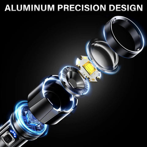 Rechargeable LED Flashlight 99000 Lumens Ultra Bright Zoomable Head USB C Fast Charge 5000mAh Two Pack IPX7 Waterproof Durable Aluminum Construction