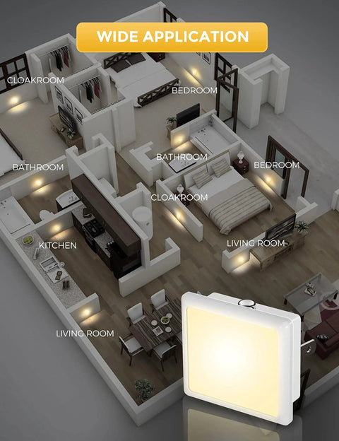 Led Night Light 2 Pack Plug In Wall Dusk To Dawn Auto On Off 3000K Soft White illuminating floor plan with wide application