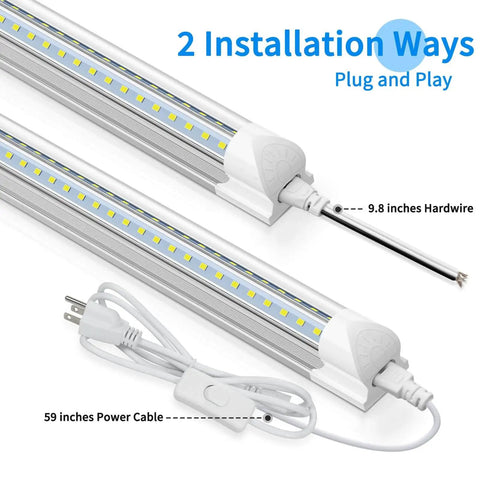 Pack Of 4 Linkable LED Shop Lights For Garage And Basement 6 Foot Long 60W T8 Integrated Ceiling Light installation options
