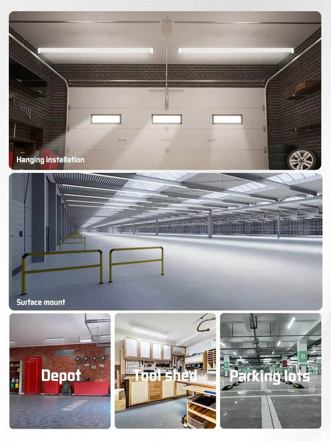 Ultra Bright 8 Foot LED Shop Light Fixture Kit With 100W Power 15000 Lumens 5000K Daylight for hanging and surface mount