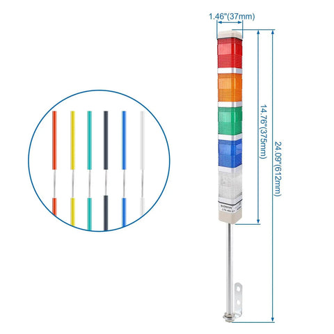 Industrial LED Signal Light Tower 110V AC With Continuous Light No Buzzer Red Yellow Green Blue White Stack Light LTA 402T5 Baomain